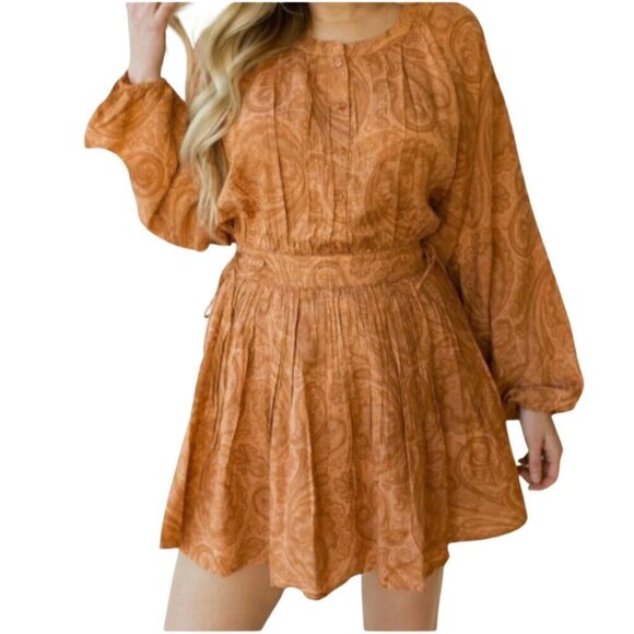 Amuse Society EUC Luciana Beach Vida Boho Coral Paisley Peasant Dress Dress - Picture 2 of 7